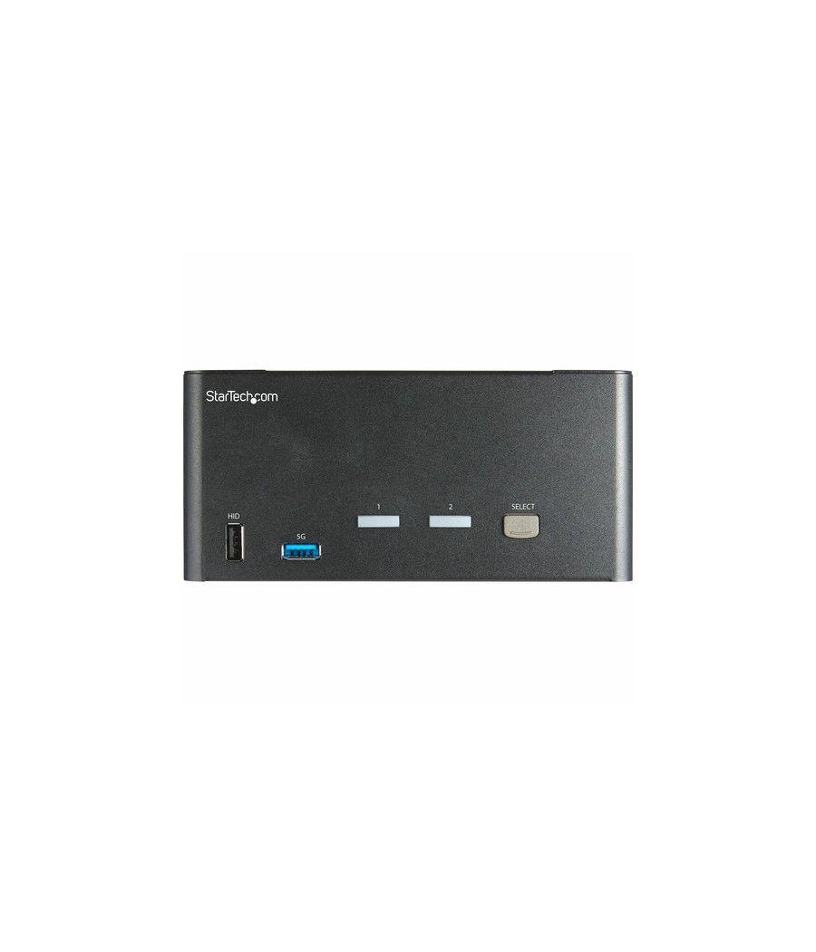 StarTech.com Switch Conmutador KVM de 2 Puertos DisplayPort 4K para 3 Monitores - Vídeo de 4K y 60Hz Ultra HD - HDR - Hub Ladrón