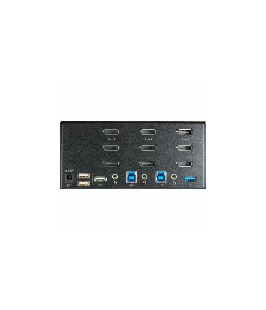 StarTech.com Switch Conmutador KVM de 2 Puertos DisplayPort 4K para 3 Monitores - Vídeo de 4K y 60Hz Ultra HD - HDR - Hub Ladrón