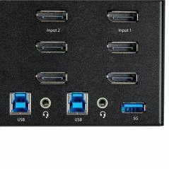 StarTech.com Switch Conmutador KVM de 2 Puertos DisplayPort 4K para 3 Monitores - Vídeo de 4K y 60Hz Ultra HD - HDR - Hub Ladrón