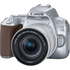 Camara digital canon reflex eos 250d+ef - s 18 - 55mm f - 4 - 5.6 is stm - 24.1mp -  digic 8 -  4k -  wifi -  bluetooth -  plata