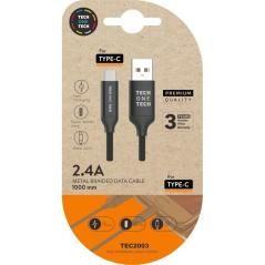 Cable usb 2.0 tech one tech tec2003/ usb tipo-c macho - usb macho/ 1m/ negro - Imagen 1