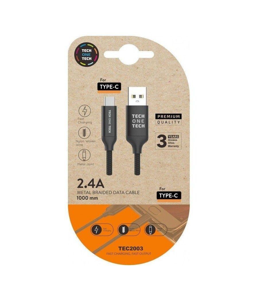 Cable usb 2.0 tech one tech tec2003/ usb tipo-c macho - usb macho/ 1m/ negro - Imagen 1