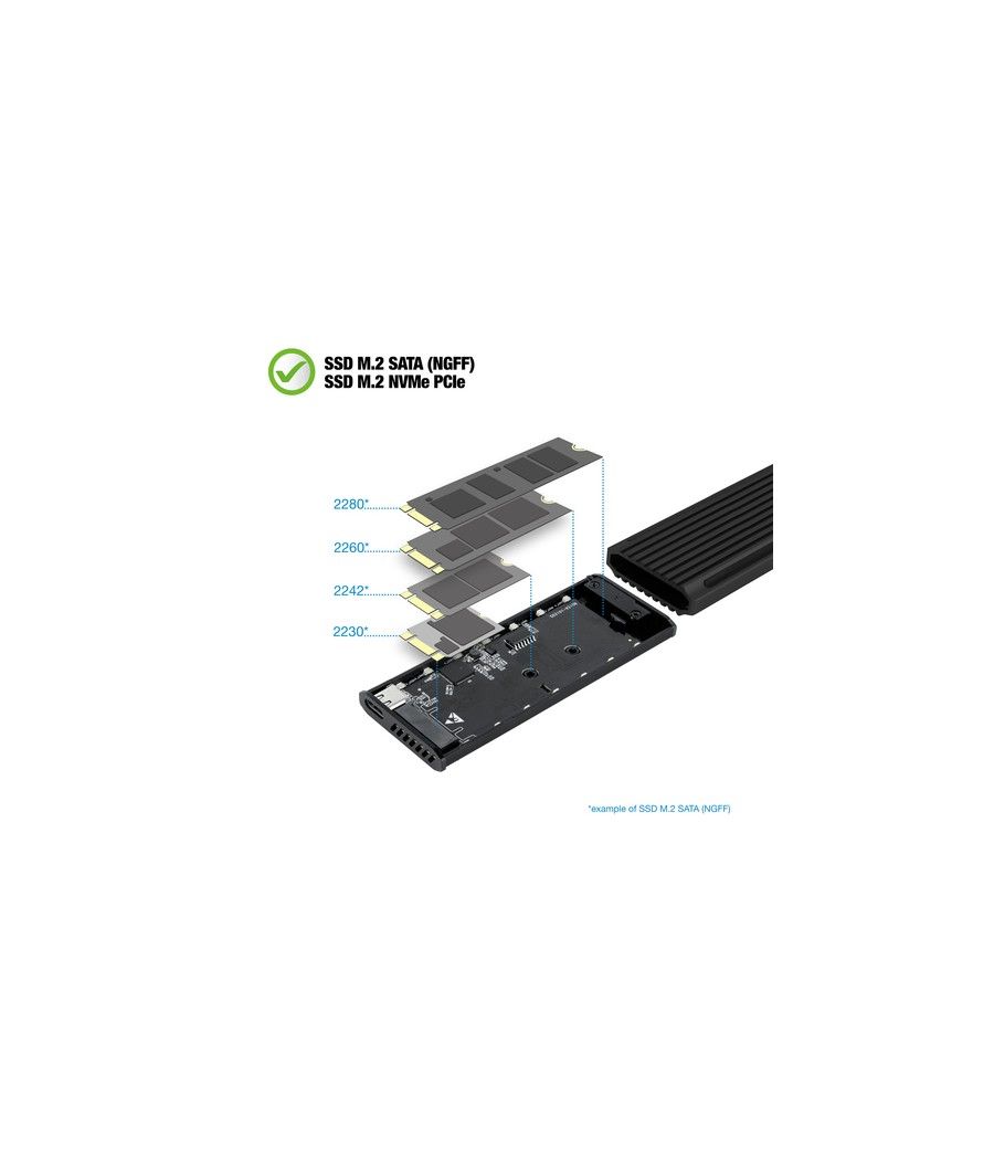 Tooq Caja Externa SSD M.2 NGFF/NVMe USB-C Negro - Imagen 4
