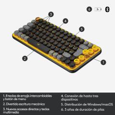 Teclado logitech pop keys blast yellow wireless inalambrico - Imagen 6