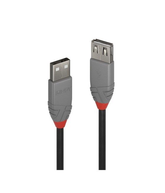 Lindy 36703 cable USB 2 m USB 2.0 USB A Negro, Gris - Imagen 1