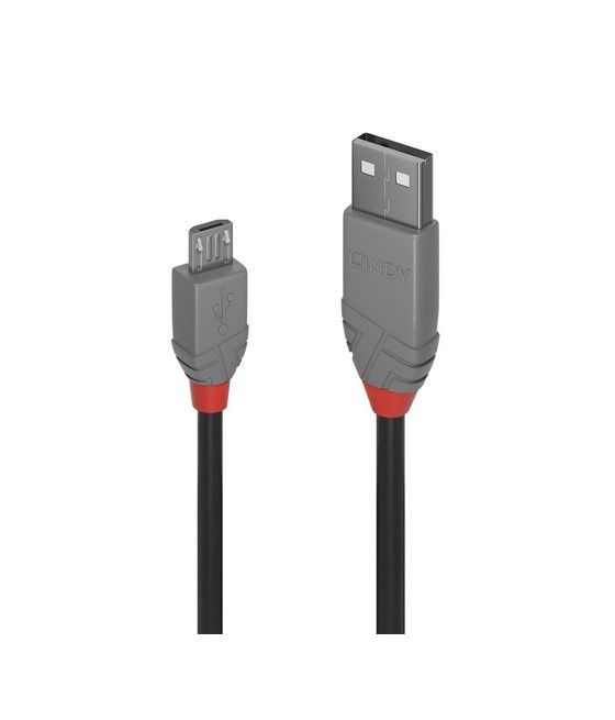 Lindy 36731 cable USB 0,5 m USB 2.0 USB A Micro-USB B Negro, Gris - Imagen 1