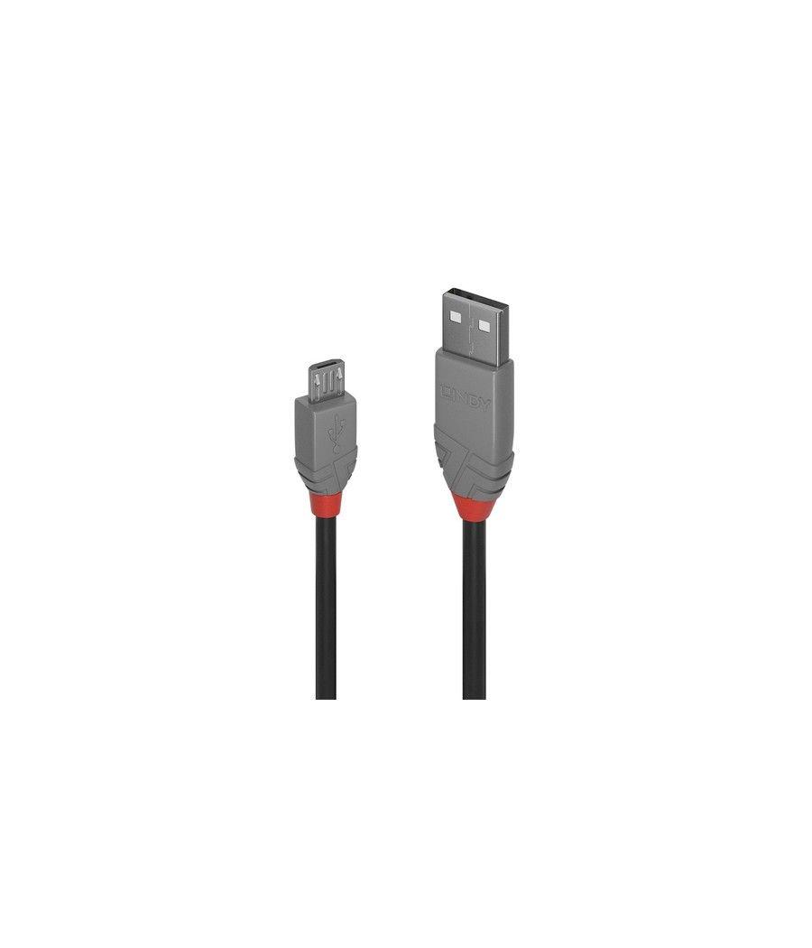 Lindy 36731 cable USB 0,5 m USB 2.0 USB A Micro-USB B Negro, Gris - Imagen 1