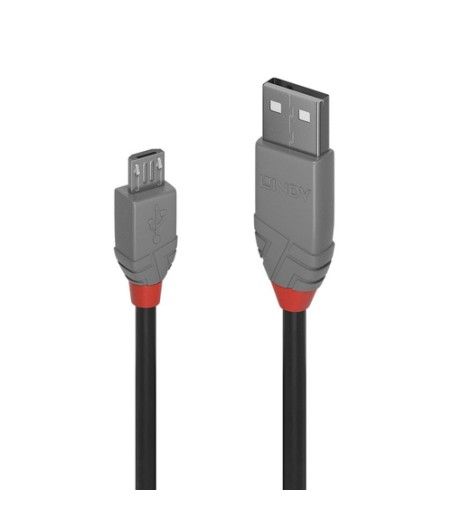 Lindy 36731 cable USB 0,5 m USB 2.0 USB A Micro-USB B Negro, Gris - Imagen 1