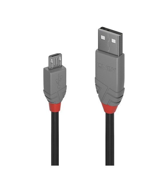 Lindy Anthra Line cable USB 2 m USB 2.0 USB A Micro-USB B Negro, Gris - Imagen 1