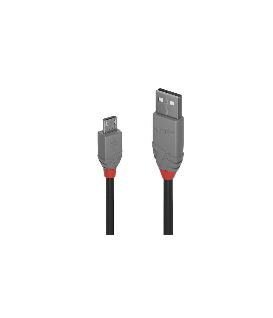Lindy Anthra Line cable USB 2 m USB 2.0 USB A Micro-USB B Negro, Gris - Imagen 1