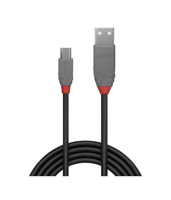 Lindy Anthra Line cable USB 2 m USB 2.0 USB A Micro-USB B Negro, Gris