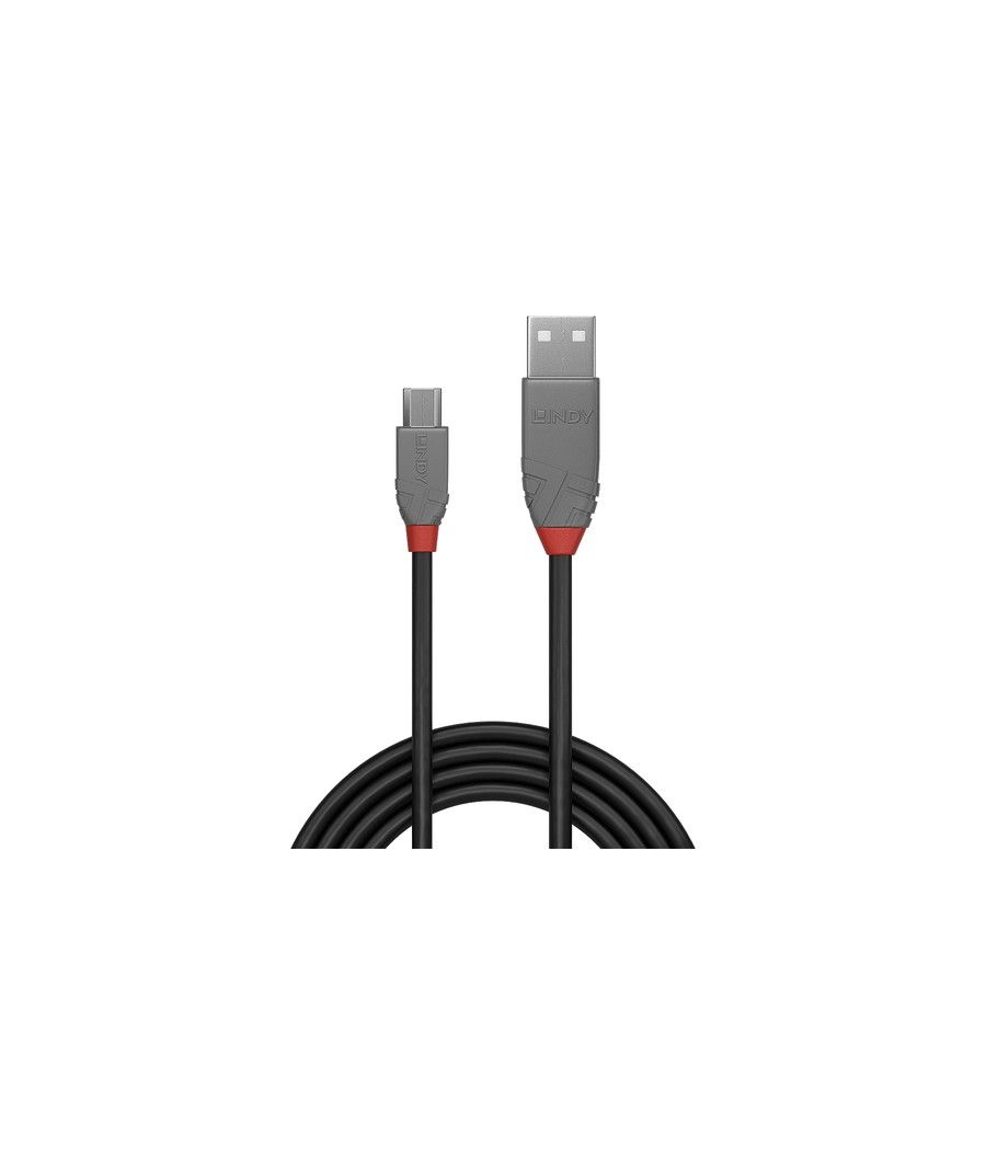 Lindy Anthra Line cable USB 2 m USB 2.0 USB A Micro-USB B Negro, Gris - Imagen 2