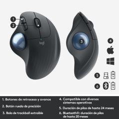 Mouse raton logitech ergo m575 bluetooth & wireless grafito - Imagen 6