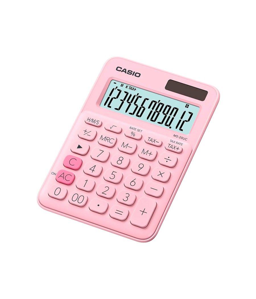 Calculadora casio ms-20uc-pk sobremesa 12 dígitos tax +/- color rosa - Imagen 1