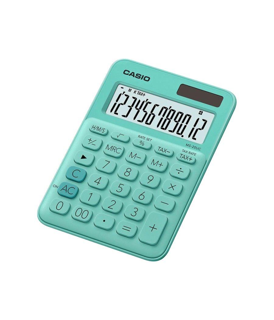 Calculadora casio ms-20uc-gn sobremesa 12 dígitos tax +/- color verde - Imagen 1