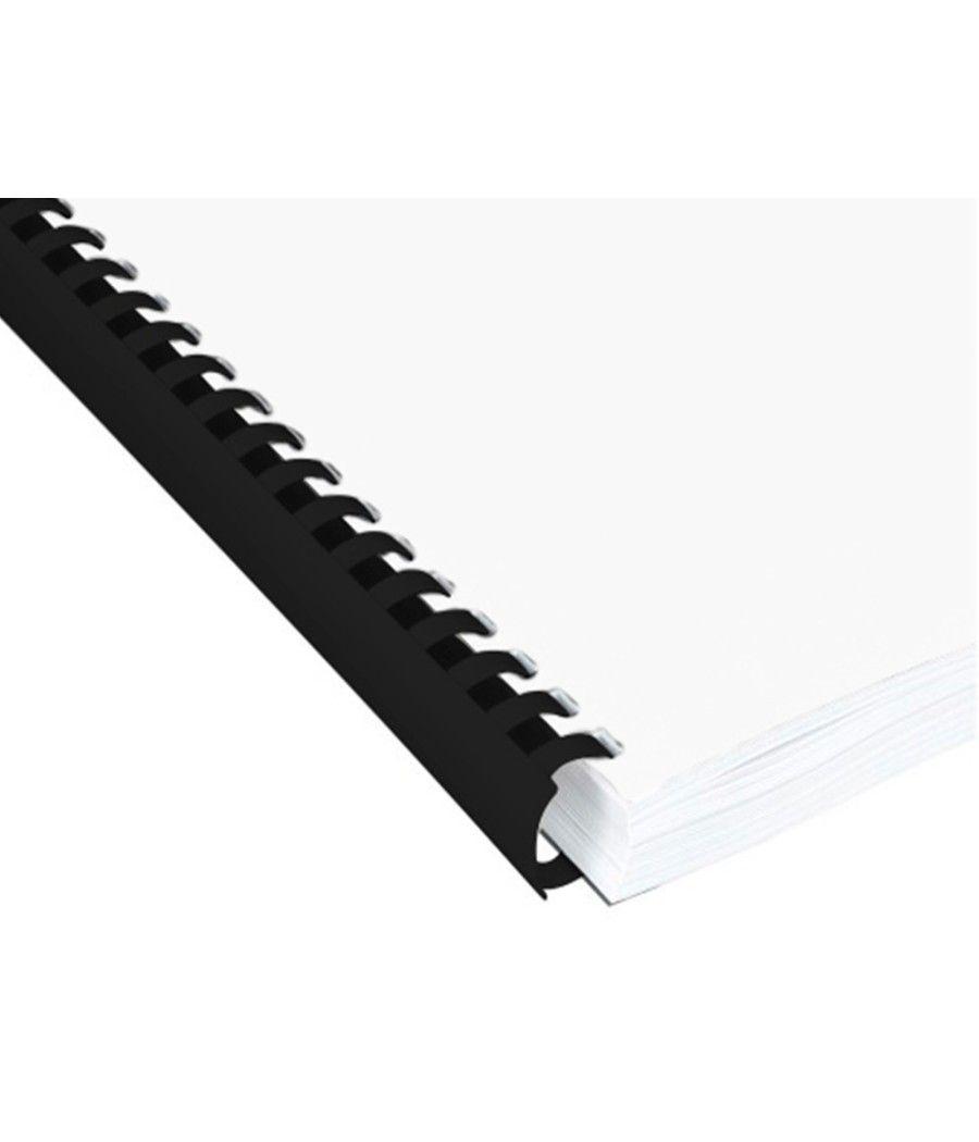 Canutillo q-connect redondo 6 mm plástico negro capacidad 20 hojas caja de 100 unidades - Imagen 1
