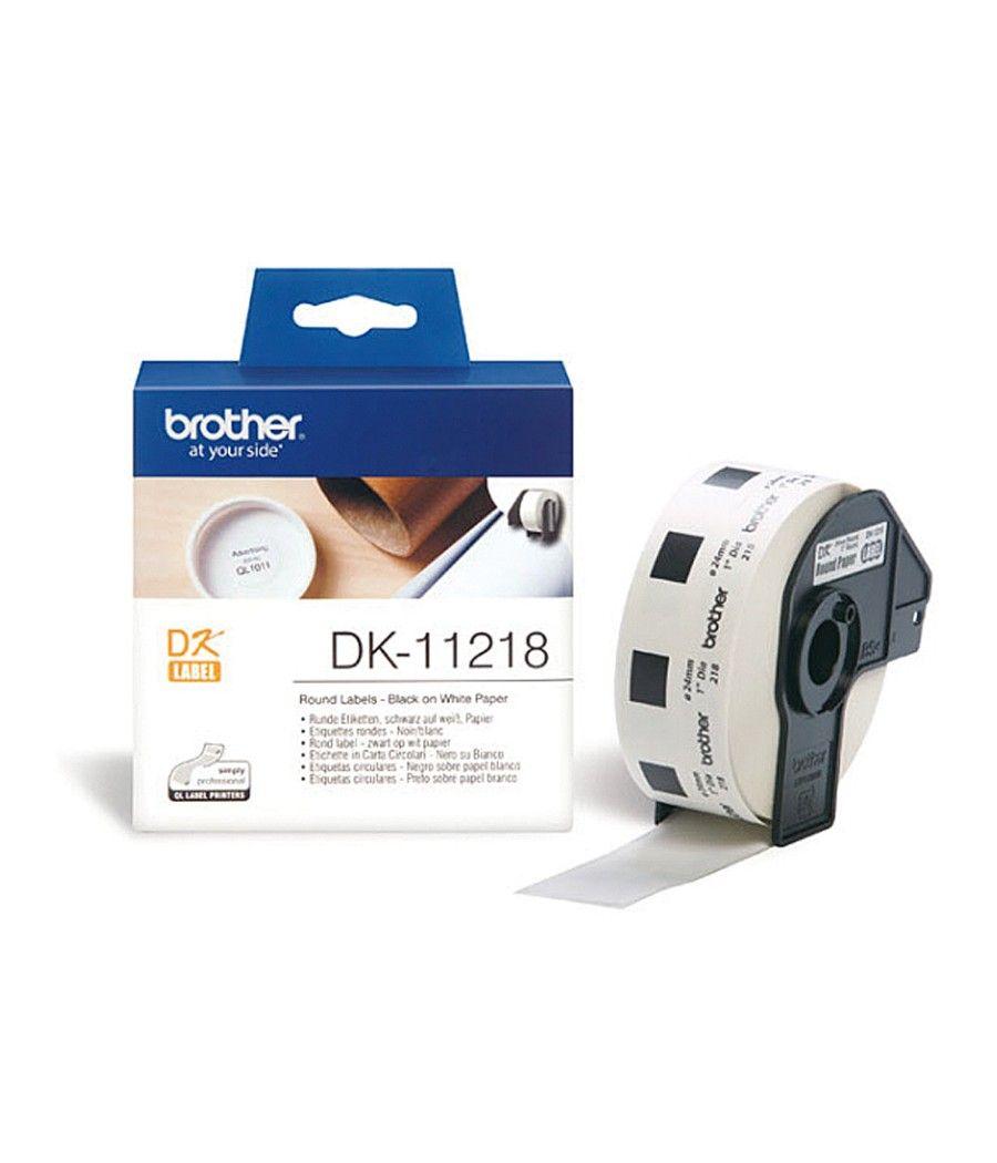 Etiqueta brother dk11218 para impresoras ql-circulares 24 mm -1000 etiquetas- - Imagen 1