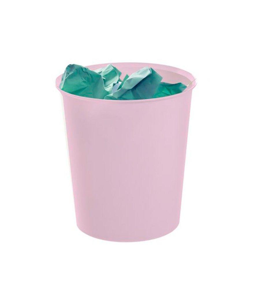 Papelera plástico archivo 2000 ecogreen 100% reciclada 18 litros color rosa pastel - Imagen 1