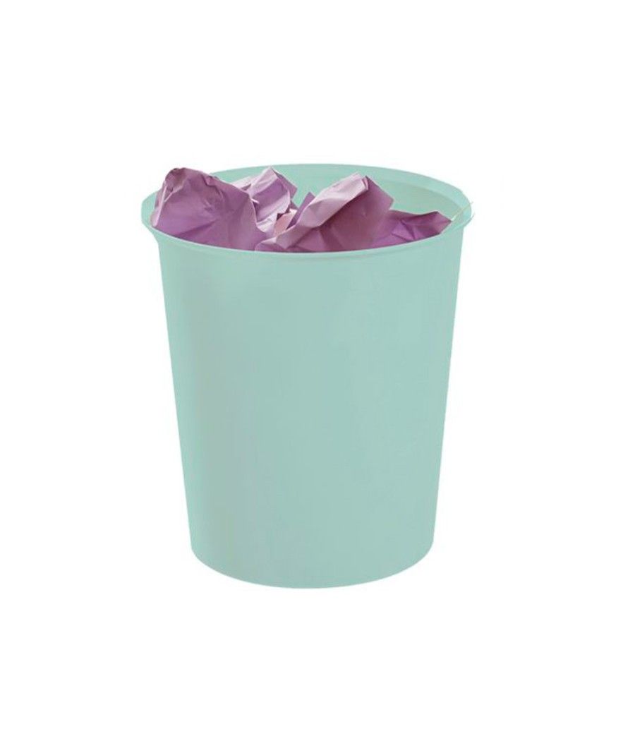 Papelera plástico archivo 2000 ecogreen 100% reciclada 18 litros color verde pastel - Imagen 1
