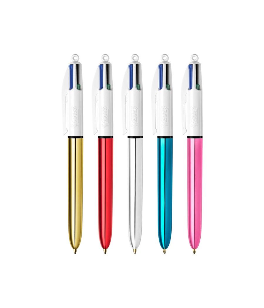 Bolígrafo bic cuatro colores shine box caja metálica 5 unidades surtidas - Imagen 1