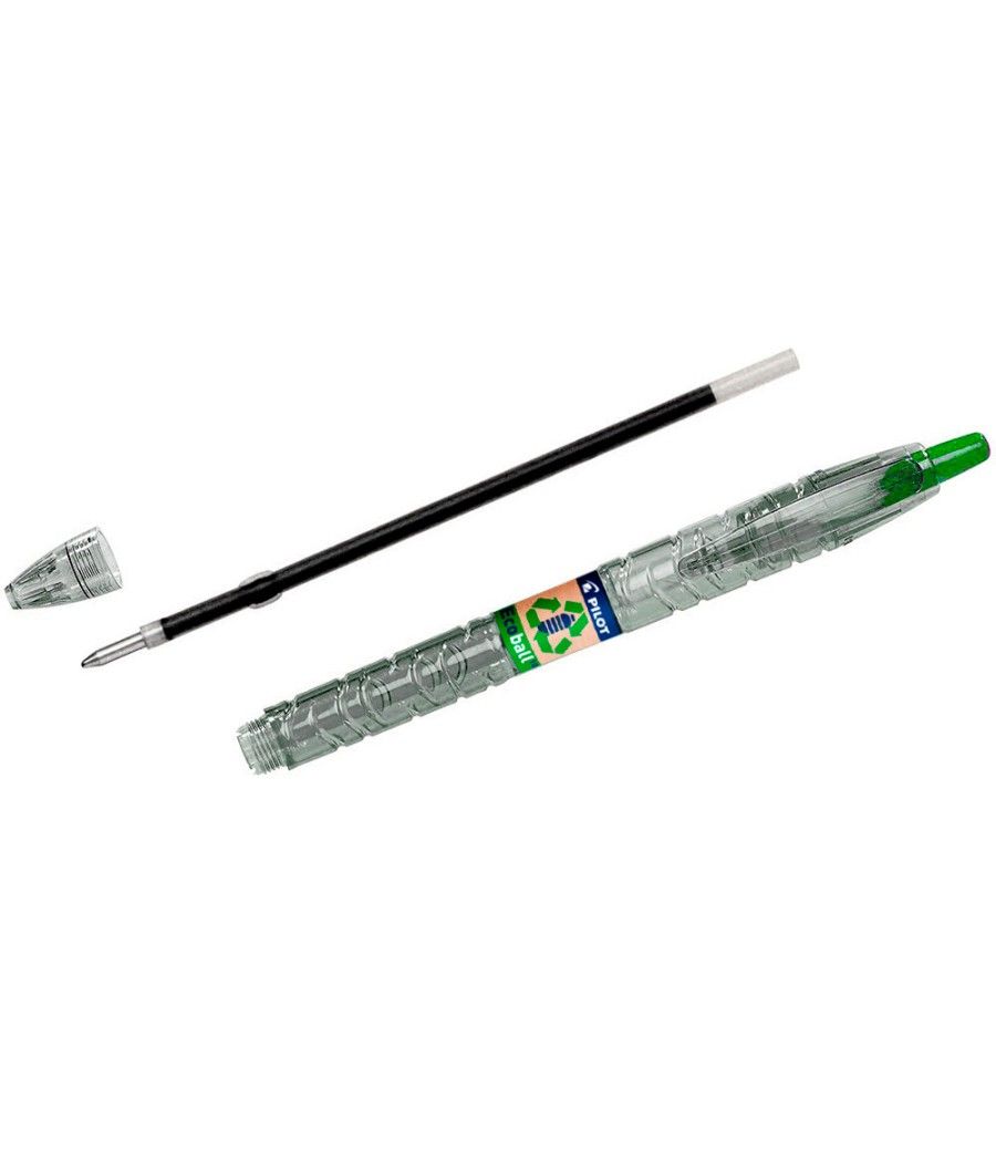 Bolígrafo pilot ecoball plástico reciclado tinta aceite punta de bola 1 mm color verde - Imagen 1