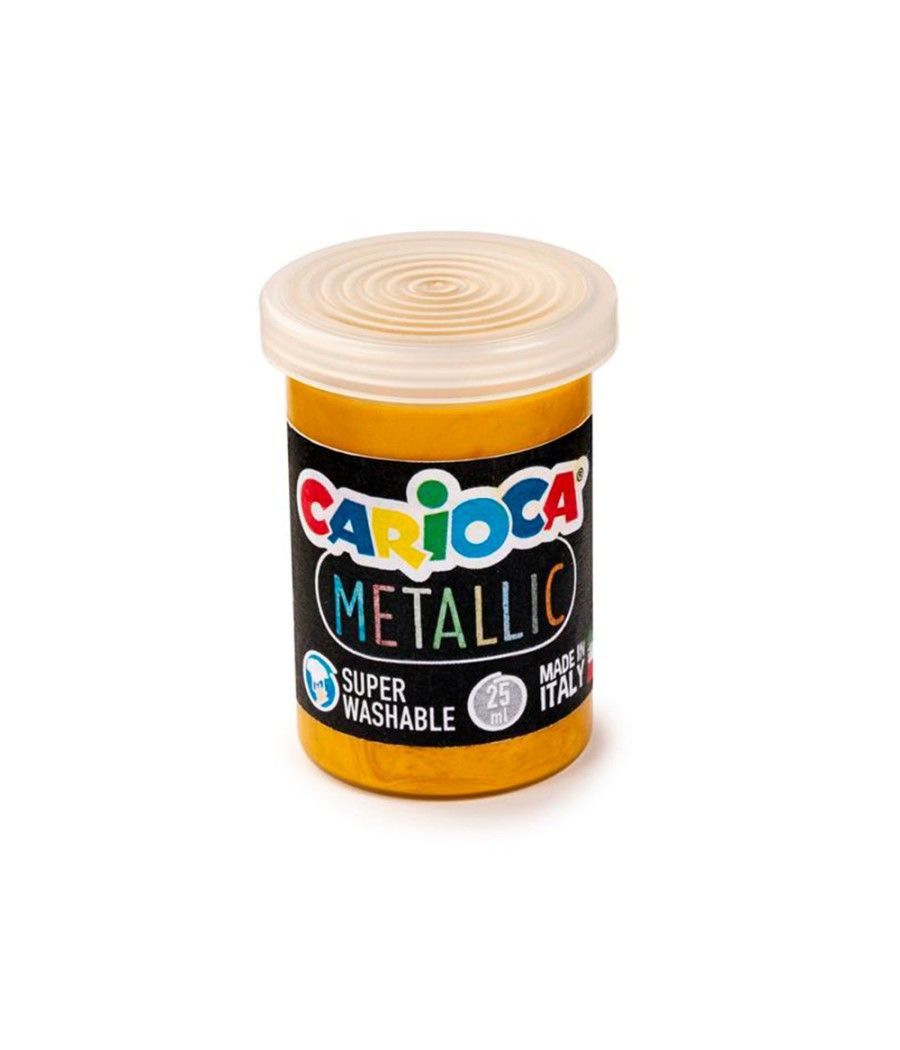 Tempera escolar carioca metallic bote 25 ml caja de 6 colores surtidos - Imagen 1