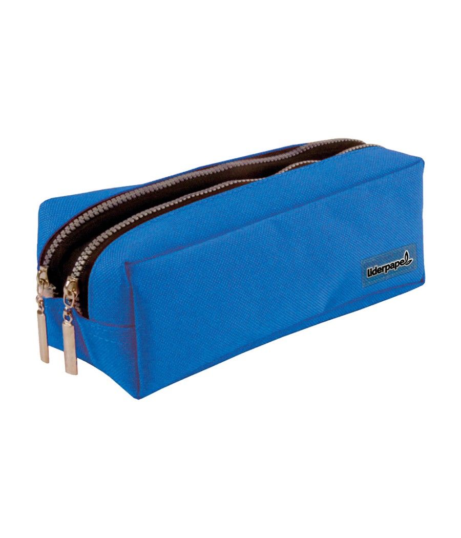 Bolso escolar liderpapel portatodo rectangular 2 bolsillos azul 185x55x70 mm - Imagen 1