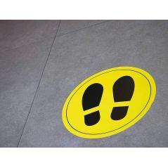 Circulo de señalizacion adhesivo apli para suelo pvc 100 mc pies color amarillo/negro diametro 30 cm - Imagen 1