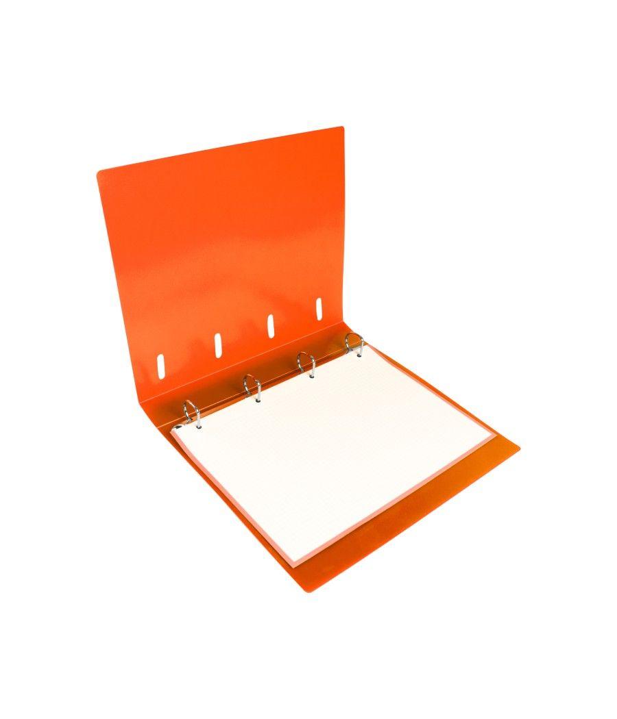 Carpeta con recambio liderpapel a4 cuadro 5mm 100 hojas 80g polipropileno 4 anillas 40mm naranja flúor - Imagen 1