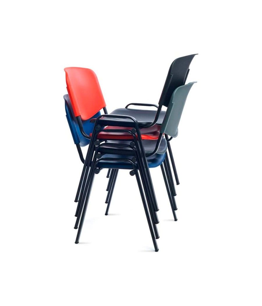 Silla rocada confidente estructura metálica respaldo y asiento en polimero color negro - Imagen 1