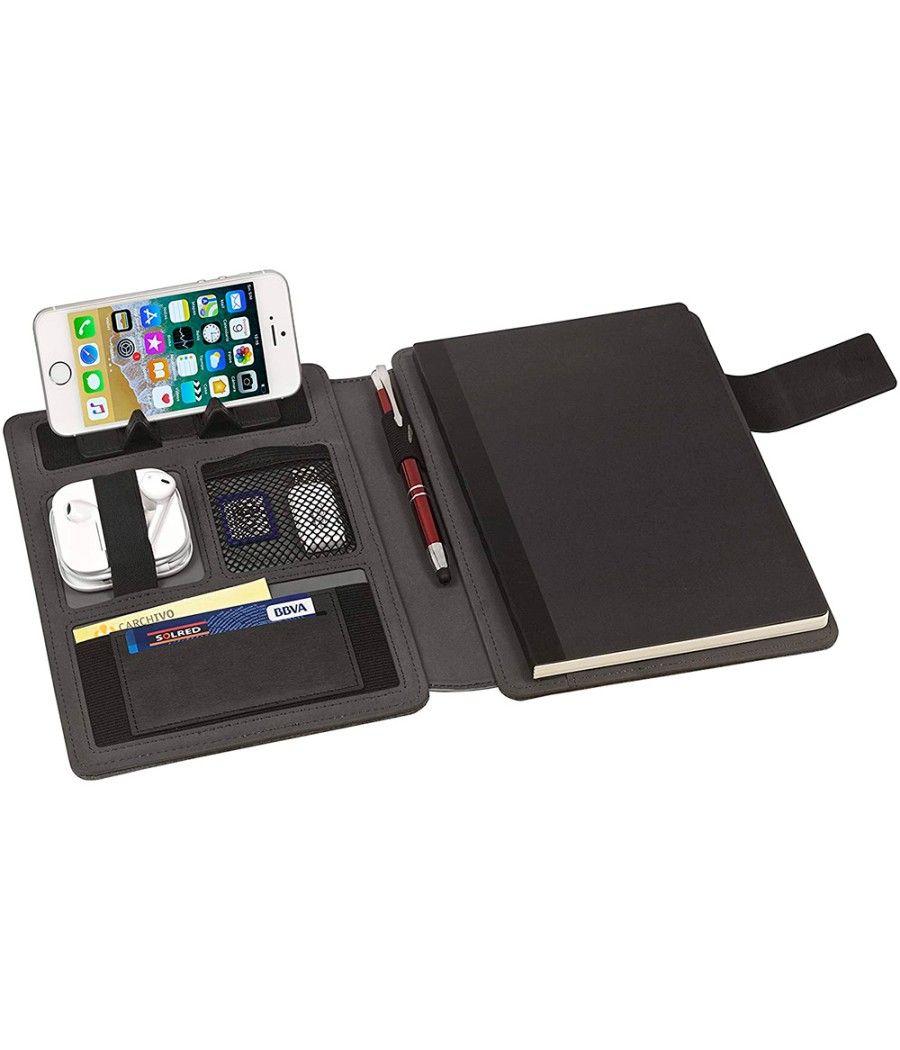 Portanotas carchivo venture din a5 con soporte smartphone cuaderno color gris - Imagen 1