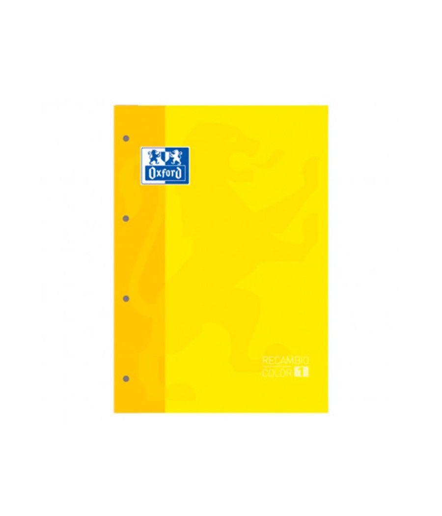 Recambio color 1 oxford din a4+ 80 hojas 90 gr cuadro 5 mm 4 taladros color amarillo - Imagen 1