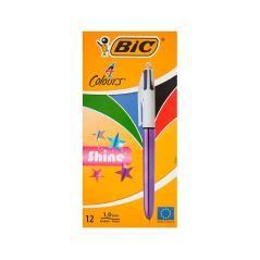 Bolígrafo bic cuatro colores shine morado punta de 1 mm - Imagen 1