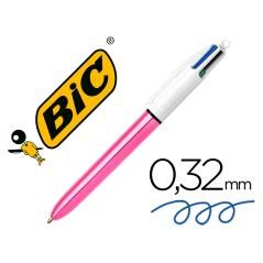 Bolígrafo bic cuatro colores shine rosa punta de 1 mm - Imagen 1
