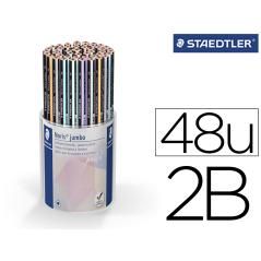 Lápices de grafito staedtler 119 triangular jumbo 2b color pastel bote de 48 unidades colores surtidos - Imagen 1