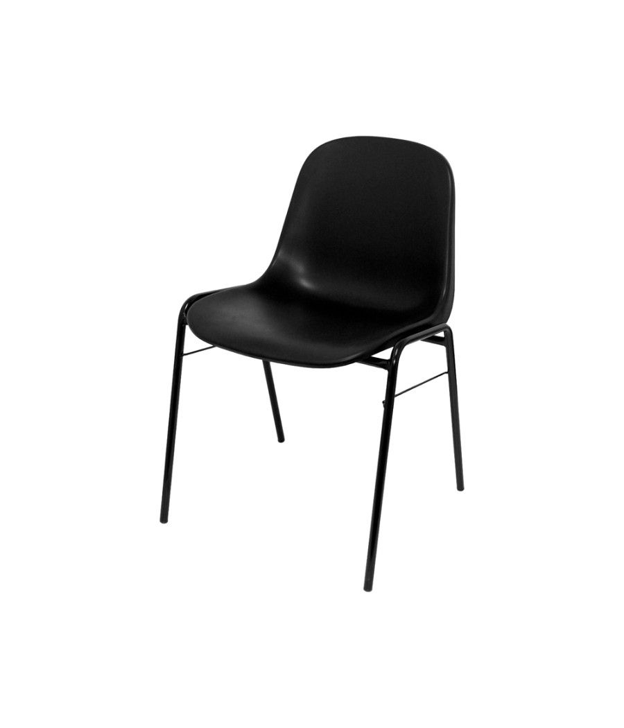 Silla apilable pyc estructura metal asiento y respaldo pvc ergonomica 770x450x420 mm negra - Imagen 1