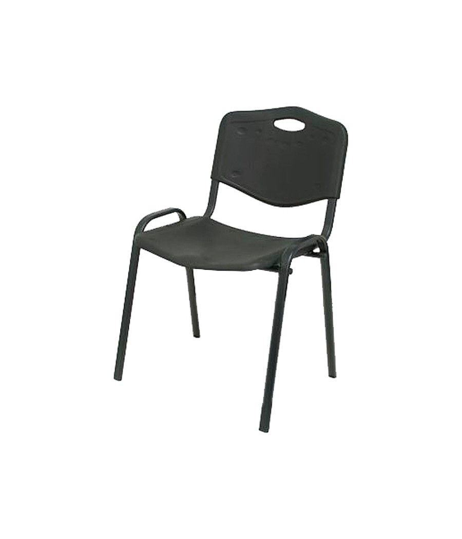 Silla apilable pyc estructura metal asiento respaldo pvc ergonomica 810x480mmx420 mm color negro - Imagen 1