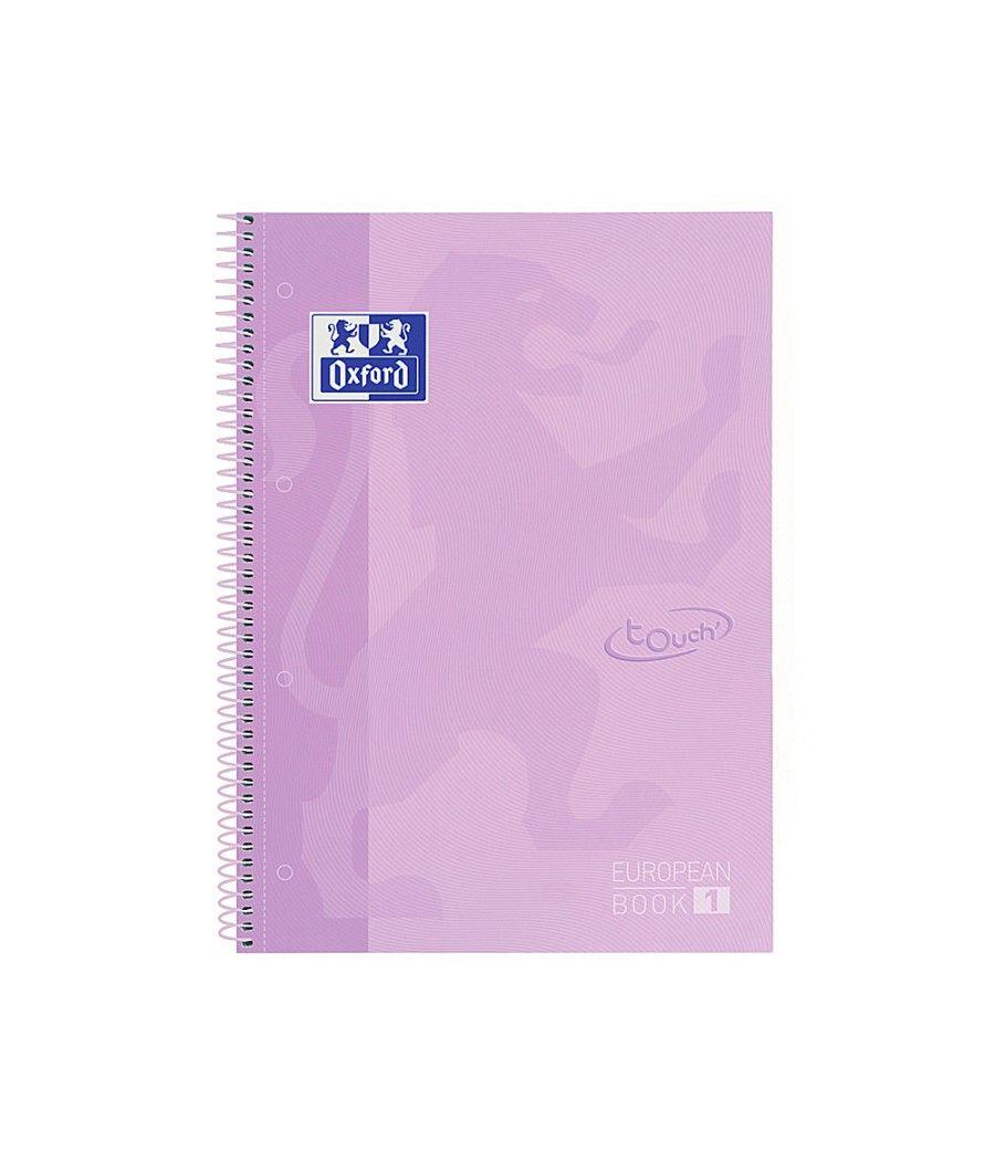 Cuaderno espiral oxford ebook 1 school touch te din a4+ 80 hojas cuadro 5 mm con margen malva pastel - Imagen 1