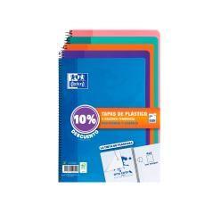 Cuaderno espiral oxford tapa plástico folio 80 hojas cuadro 4 mm pack 5 unidades colores tendecias - Imagen 1