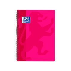 Cuaderno espiral oxford school classic tapa polipropileno folio 80 h cuadro 4 mm con margen fucsia - Imagen 1