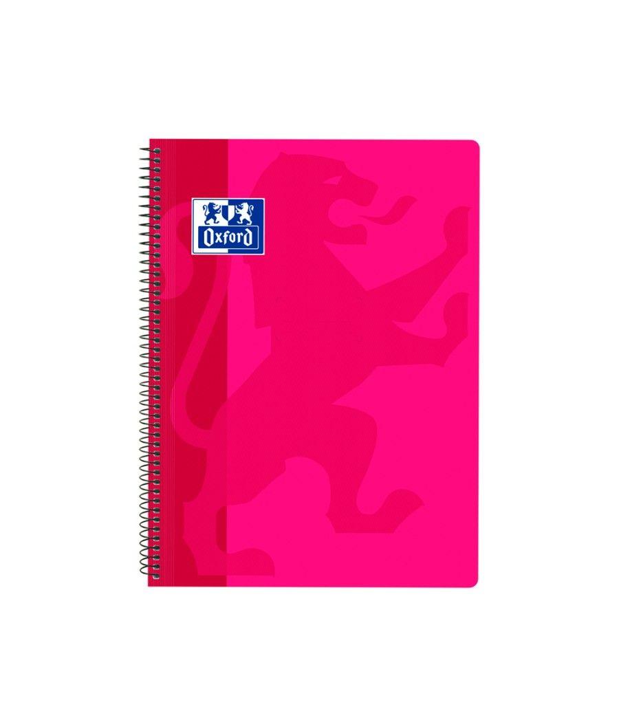 Cuaderno espiral oxford school classic tapa polipropileno folio 80 h cuadro 4 mm con margen fucsia - Imagen 1