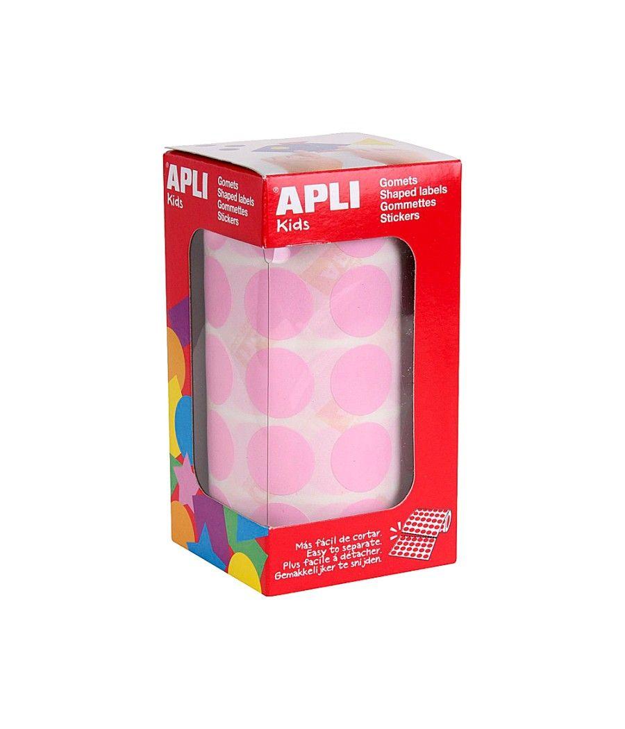 Gomets apli autoadhesivo circulares 20 mm rosa rollo con 1770 unidades - Imagen 1