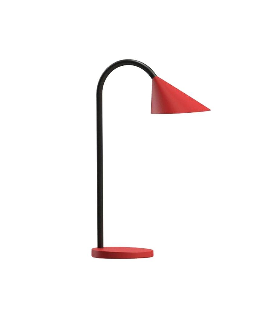 Lampara de escritorio unilux sol led 4w brazo flexible abs y metal rojo base 14 cm diametro - Imagen 1