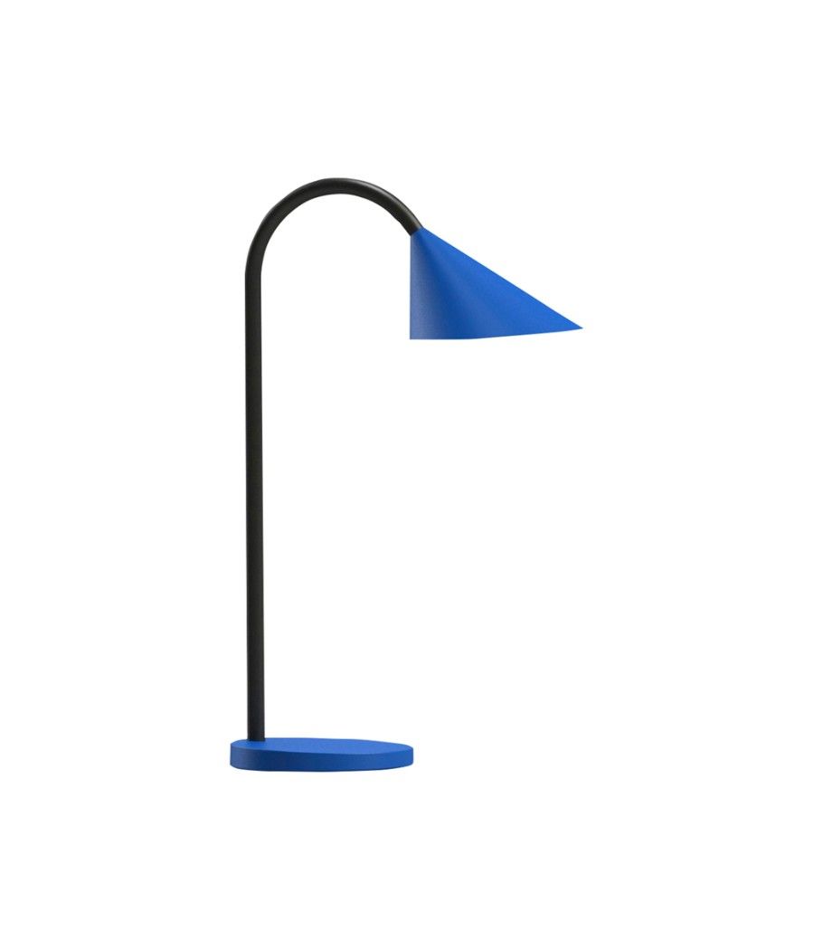 Lampara de escritorio unilux sol led 4w brazo flexible abs y metal azul base 14 cm diametro - Imagen 1