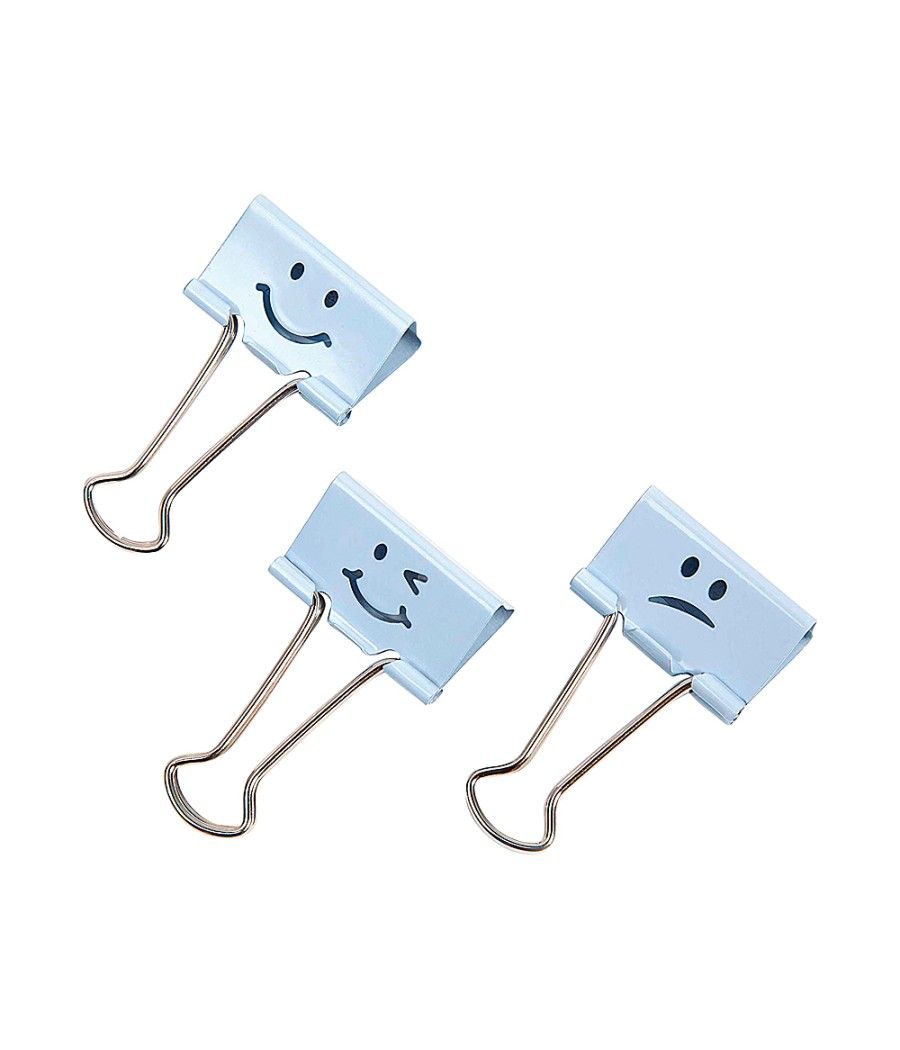 Pinza metálica rapesco reversible 19 mm emojis azul cajita de 20 unidades - Imagen 1