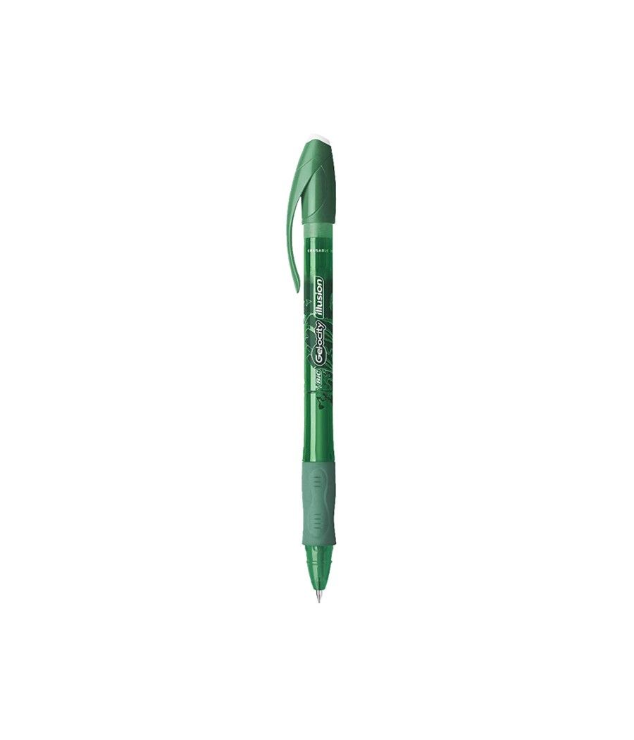 Bolígrafo bic gelocity illusion borrable verde punta de 0,7 mm - Imagen 1