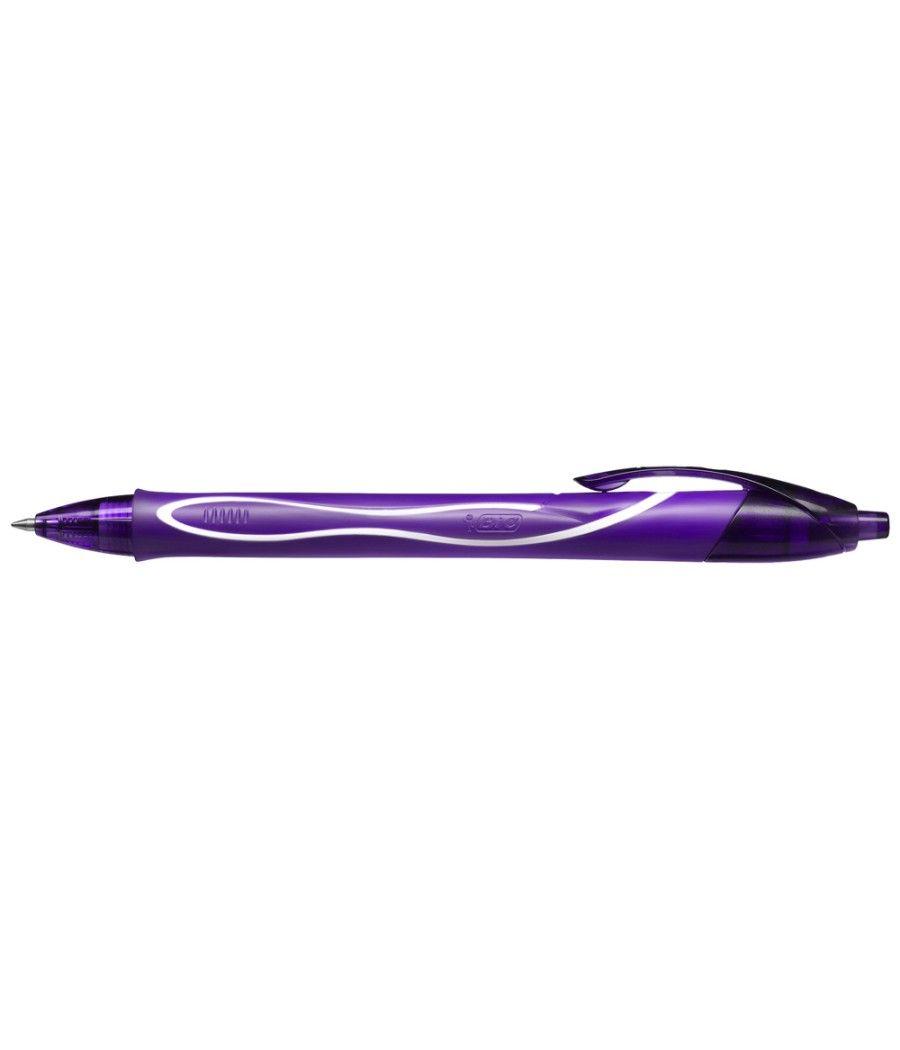 Bolígrafo bic gelocity quick dry retráctil tinta gel purpura punta de 0,7 mm - Imagen 1