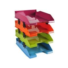 Bandeja sobremesa exacompta plástico arlequin set de 4 unidades colores surtidos 346x254x243 mm - Imagen 1