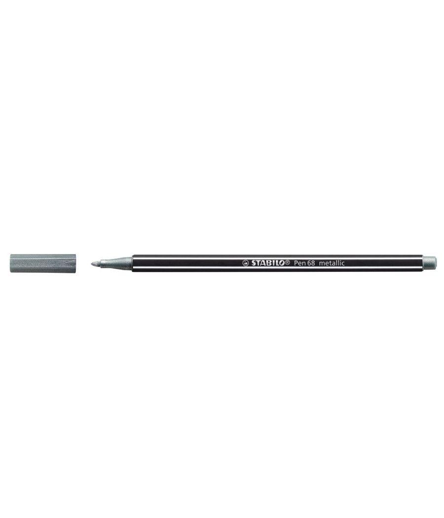 Rotulador stabilo acuarelable pen 68 metélico plata 1 mm - Imagen 1