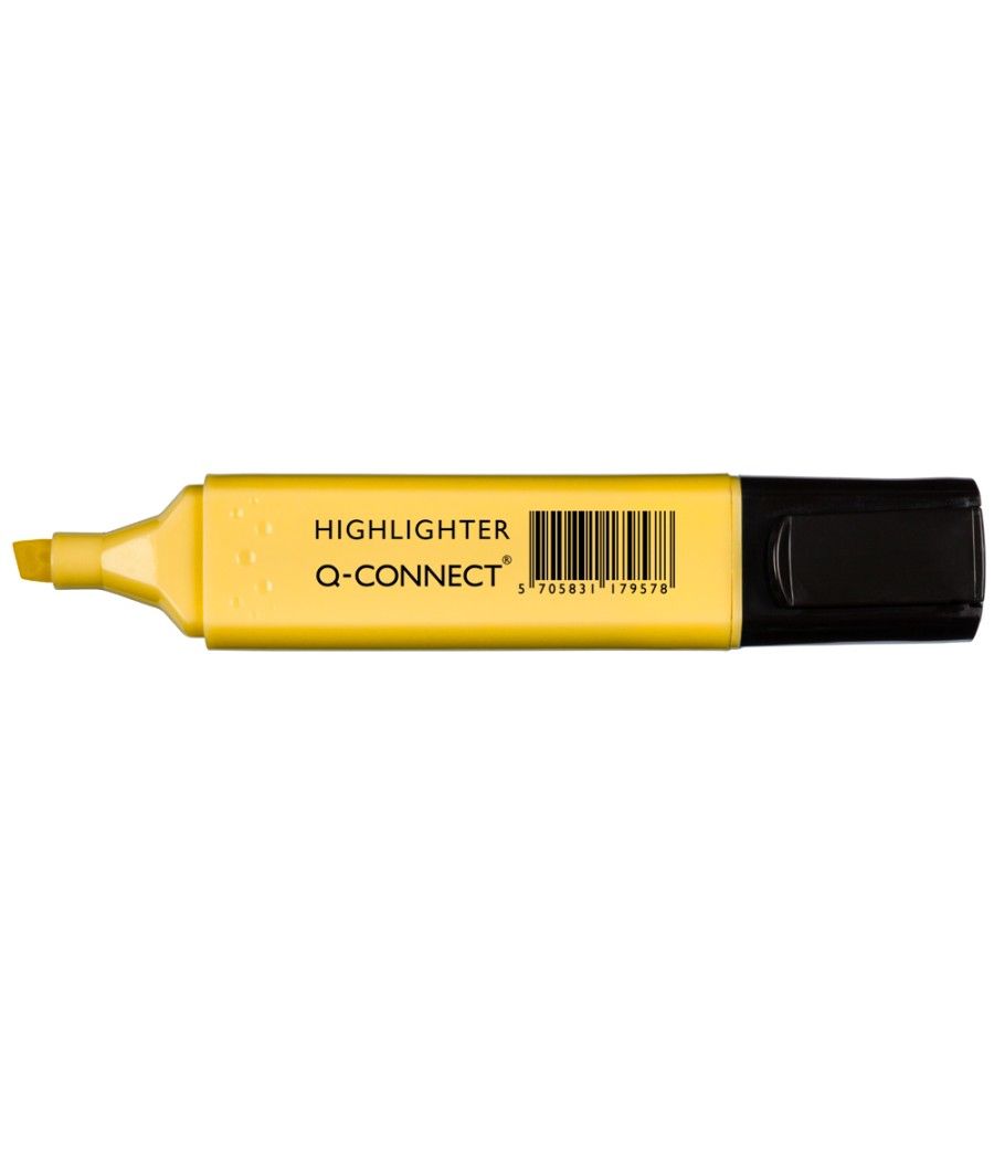 Rotulador q-connect fluorescente pastel amarillo punta biselada - Imagen 1